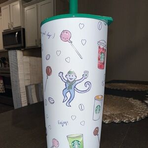 Starbucks Roller Rabbit White Tumbler with Green Straw- Limited Edition 2025 new
